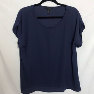 FOREVER 21 | Navy Semi-Sheer Blouse Women’s Size M